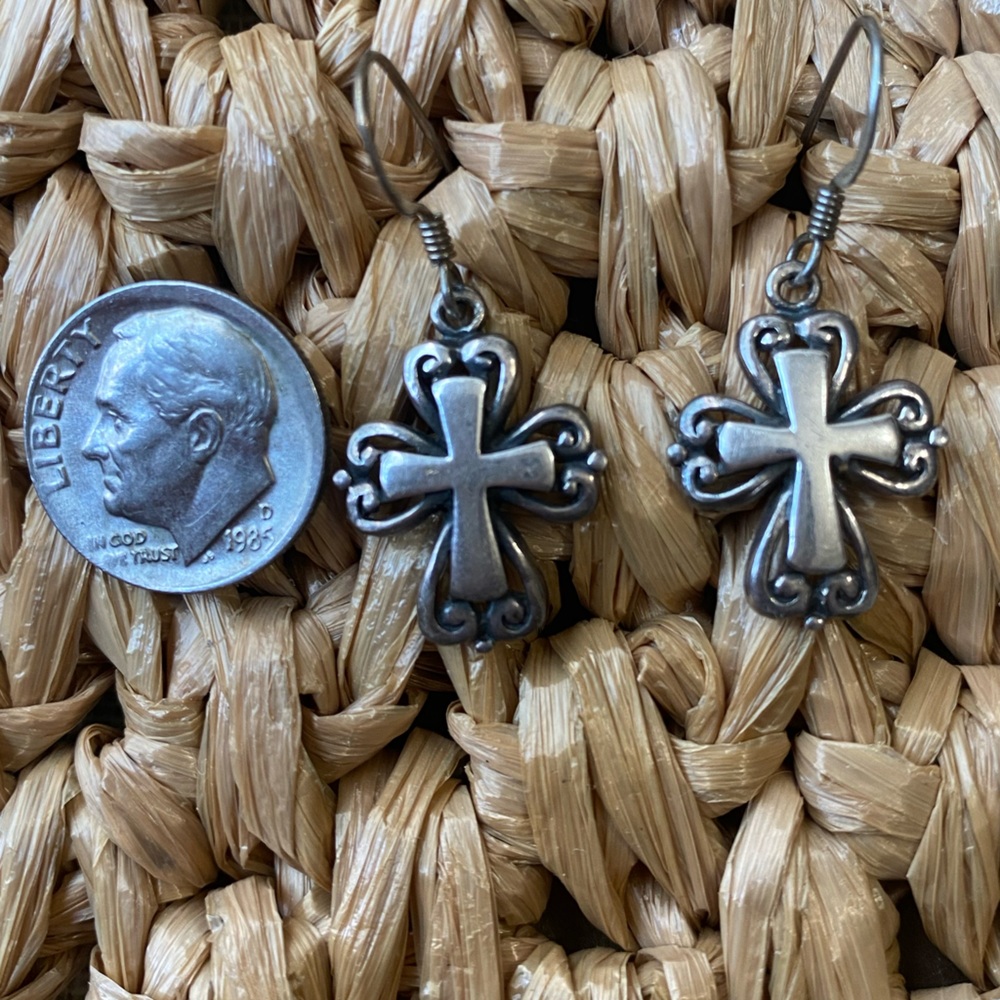 Sterling Silver 925 marked Cross Earings